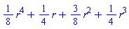 (1/8)*r^4+(1/4)*r+(3/8)*r^2+(1/4)*r^3