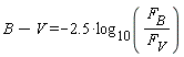B-V = -2.5*log[10](F[B]/F[V])