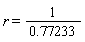 r = 1/.77233