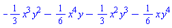 -(1/3)*x^3*y^2-(1/6)*x^4*y-(1/3)*x^2*y^3-(1/6)*x*y^4