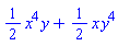 (1/2)*x^4*y+(1/2)*x*y^4