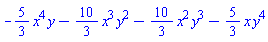 -(5/3)*x^4*y-(10/3)*x^3*y^2-(10/3)*x^2*y^3-(5/3)*x*y^4