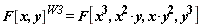 F[x, y]^W3 = F[x^3, x^2*y, x*y^2, y^3]