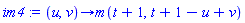 proc (u, v) options operator, arrow; m(t+1, t+1-u+v) end proc