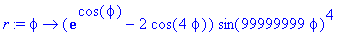 r := proc (phi) options operator, arrow; (exp(cos(phi))-2*cos(4*phi))*sin(99999999*phi)^4 end proc