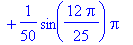 L[n] = 1/50*Pi+1/50*sin(11/50*Pi)*Pi+1/50*sin(11/25*Pi)*Pi+1/50*sin(2/5*Pi)*Pi+1/50*sin(3/50*Pi)*Pi+1/50*sin(8/25*Pi)*Pi+1/50*sin(13/50*Pi)*Pi+1/50*sin(23/50*Pi)*Pi+1/50*sin(1/25*Pi)*Pi+1/50*sin(1/50*P...