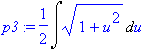 p3 := 1/2*Int(sqrt(1+u^2),u)