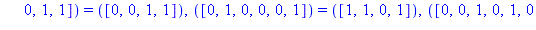 TABLE([([1, 1, 0, 0, 1, 0]) = ([1, 1, 1, 1]), ([0, 1, 0, 1, 1, 0]) = ([0, 0, 0, 0]), ([0, 0, 1, 1, 1, 0]) = ([0, 1, 1, 1]), ([1, 0, 1, 1, 0, 1]) = ([1, 1, 0, 1]), ([1, 0, 0, 0, 1, 0]) = ([0, 1, 1, 1])...