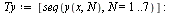 `:=`(Ty, [seq(y(x, N), N = 1 .. 7)]); -1; plot(Ty, x = 0 .. l, color = [red, green, yellow, blue, pink, magenta, black], title = `L?nea El?stica`); 1