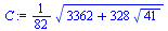 `+`(`*`(`/`(1, 82), `*`(`^`(`+`(3362, `*`(328, `*`(`^`(41, `/`(1, 2))))), `/`(1, 2)))))