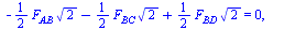 [`+`(`-`(135.0), `*`(60, `*`(A[y]))) = 0, `+`(A[y], J[y], `-`(5)) = 0, `+`(A[x], 2) = 0, `+`(A[x], F[AC], `*`(`/`(1, 2), `*`(F[AB], `*`(`^`(2, `/`(1, 2)))))) = 0, `+`(A[y], `*`(`/`(1, 2), `*`(F[AB], `...
