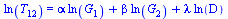 ln(T[12]) = `+`(`*`(alpha, `*`(ln(G[1]))), `*`(beta, `*`(ln(G[2]))), `*`(lambda, `*`(ln(D))))