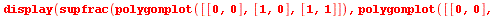 for i to 5 do display(supfrac(polygonplot([[0, 0], [1, 0], [1, 1]]), polygonplot([[0, 0], [1, 0], [1, 1]]), 1, 8), axes = none, color = yellow, scaling = constrained) end do; 1