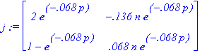 j := matrix([[2*exp(-.68e-1*p), -.136*n*exp(-.68e-1...