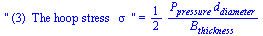  (3)  The hoop stress   &sigma;  