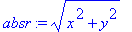 absr := sqrt(x^2+y^2)