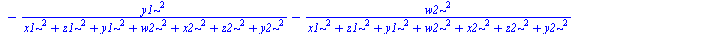 `+`(`-`(`/`(`*`(`^`(x1, 2)), `*`(`+`(`*`(`^`(x1, 2)), `*`(`^`(z1, 2)), `*`(`^`(y1, 2)), `*`(`^`(w2, 2)), `*`(`^`(x2, 2)), `*`(`^`(z2, 2)), `*`(`^`(y2, 2)))))), `-`(`/`(`*`(`^`(z1, 2)), `*`(`+`(`*`(`^`...