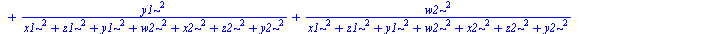 `+`(`/`(`*`(`^`(x1, 2)), `*`(`+`(`*`(`^`(x1, 2)), `*`(`^`(z1, 2)), `*`(`^`(y1, 2)), `*`(`^`(w2, 2)), `*`(`^`(x2, 2)), `*`(`^`(z2, 2)), `*`(`^`(y2, 2))))), `/`(`*`(`^`(z1, 2)), `*`(`+`(`*`(`^`(x1, 2)),...