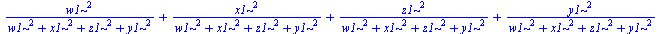 `+`(`/`(`*`(`^`(w1, 2)), `*`(`+`(`*`(`^`(w1, 2)), `*`(`^`(x1, 2)), `*`(`^`(z1, 2)), `*`(`^`(y1, 2))))), `/`(`*`(`^`(x1, 2)), `*`(`+`(`*`(`^`(w1, 2)), `*`(`^`(x1, 2)), `*`(`^`(z1, 2)), `*`(`^`(y1, 2)))...