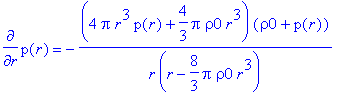 diff(p(r),r) = -(4*Pi*r^3*p(r)+4/3*Pi*rho0*r^3)*(rh...