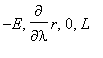 -E, diff(r,lambda), 0, L