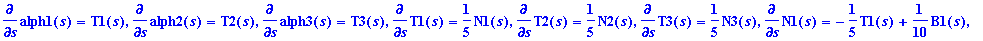 diff(alph1(s),s) = T1(s), diff(alph2(s),s) = T2(s),...
