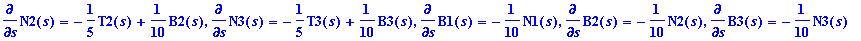 diff(alph1(s),s) = T1(s), diff(alph2(s),s) = T2(s),...