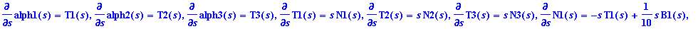 diff(alph1(s),s) = T1(s), diff(alph2(s),s) = T2(s),...