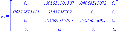 e := matrix([[0., .1513103307e-2, .4069515072e-1, 0...