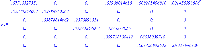 e := matrix([[.7735327353e-1, 0., 0., .2906014618e-...