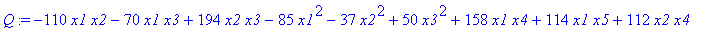Q := -110*x1*x2-70*x1*x3+194*x2*x3-85*x1^2-37*x2^2+50*x3^2+158*x1*x4+114*x1*x5+112*x2*x4-118*x2*x5+98*x3*x4+90*x3*x5+63*x4^2-16*x4*x5-93*x5^2