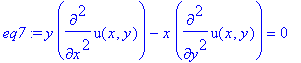 eq7 := y*diff(u(x,y),`$`(x,2))-x*diff(u(x,y),`$`(y,2)) = 0