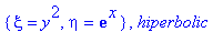 {xi = y^2, eta = exp(x)}, hiperbolic