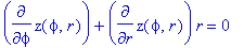diff(z(phi,r),phi)+diff(z(phi,r),r)*r = 0