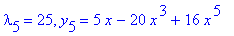 lambda[5] = 25, y[5] = 5*x-20*x^3+16*x^5