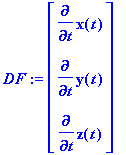 DF := matrix([[diff(x(t),t)], [diff(y(t),t)], [diff...