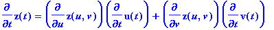 diff(z(t),t) = diff(z(u,v),u)*diff(u(t),t)+diff(z(u...