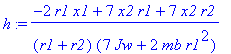 h := (-2*r1*x1+7*x2*r1+7*x2*r2)/(r1+r2)/(7*Jw+2*mb*...