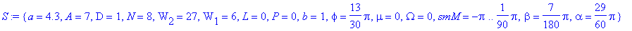 S := {a = 4.3, A = 7, D = 1, N = 8, W[2] = 27, W[1]...