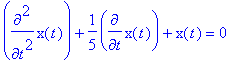 diff(x(t),`$`(t,2))+1/5*diff(x(t),t)+x(t) = 0