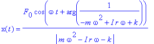 x(t) = F[0]*cos(omega*t+arg(1/(-m*omega^2+I*r*omega...