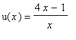 u(x) = (4*x-1)/x
