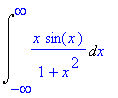 Int(x*sin(x)/(1+x^2),x = -infinity .. infinity)