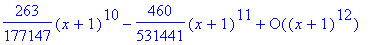series(1/3+2/9*(x+1)+1/27*(x+1)^2-4/81*(x+1)^3-11/2...