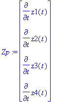 Zp := matrix([[diff(z1(t),t)], [diff(z2(t),t)], [di...
