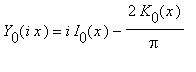 Y[0](i*x) = i*I[0](x)-2*K[0](x)/Pi