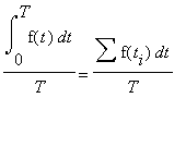 Int(f(t),t = 0 .. T)/T = Sum(f(t[i])*dt)/T