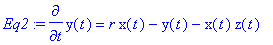 Eq2 := diff(y(t),t) = r*x(t)-y(t)-x(t)*z(t)