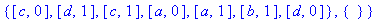 TXY := {{[a, 0], [a, 1], [b, 0], [b, 1]}, {[a, 0], ...