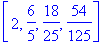 [2, 6/5, 18/25, 54/125]